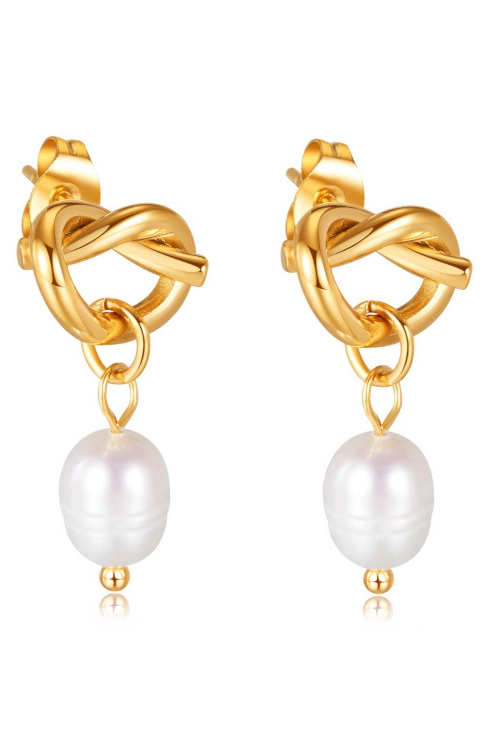 18K Stainless Steel Pearl Drop Earrings JOSSLYN by wall to wall- Tilden Co.