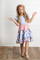 Girl's - Ava Periwinkle Tiered Dress 2 2 Girl's Dress Adorable Sweetness- Tilden Co.