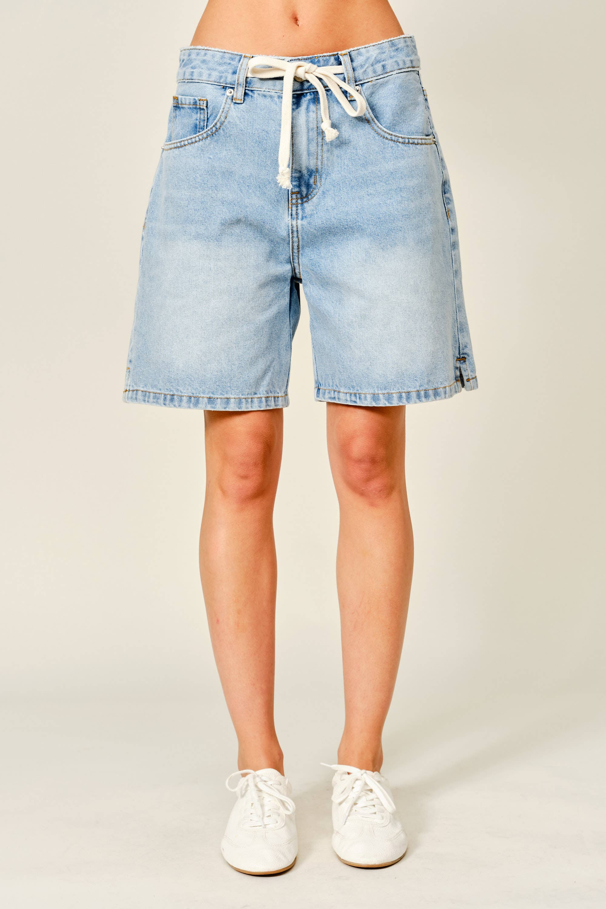 Lt Wash Drawstring Denim Bermudas Small Small Bermuda Shorts Aaron & Amber- Tilden Co.
