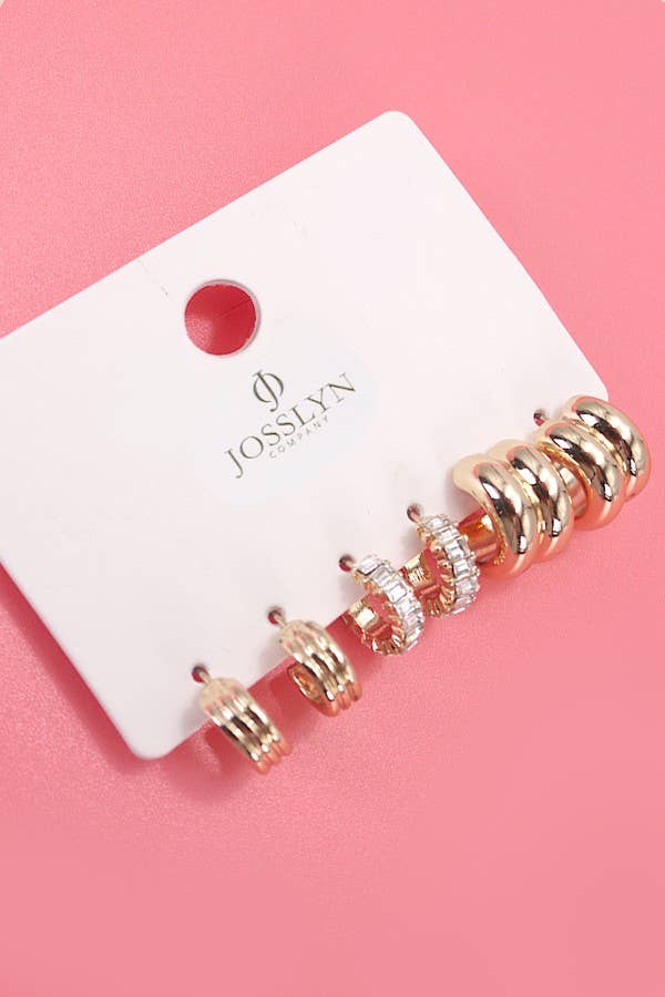 Baguette Stone Hoop Earrings - Trio JOSSLYN by wall to wall- Tilden Co.