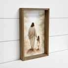 Jesus Walking with Light Haired Girl - Jesus Canvas Art Hangout Home- Tilden Co.