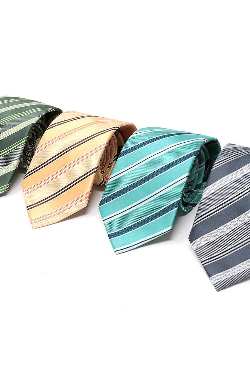 Men Diagonal Stripe Micro Fiber Poly Woven Tie: Teal     Selini New York- Tilden Co.