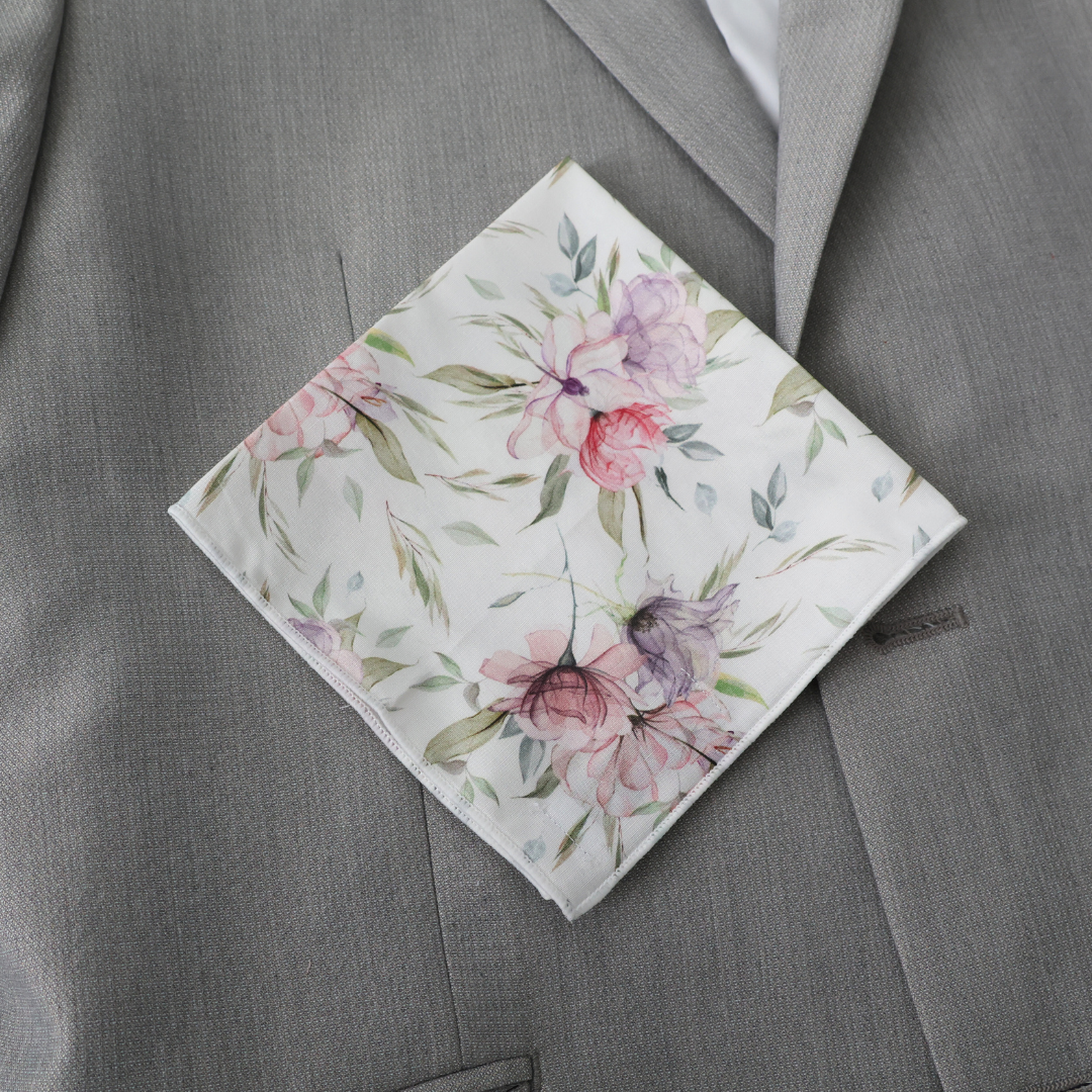 Keira Dusty Rose Floral Tie & Pocket Square Set    necktie Tie Mood- Tilden Co.