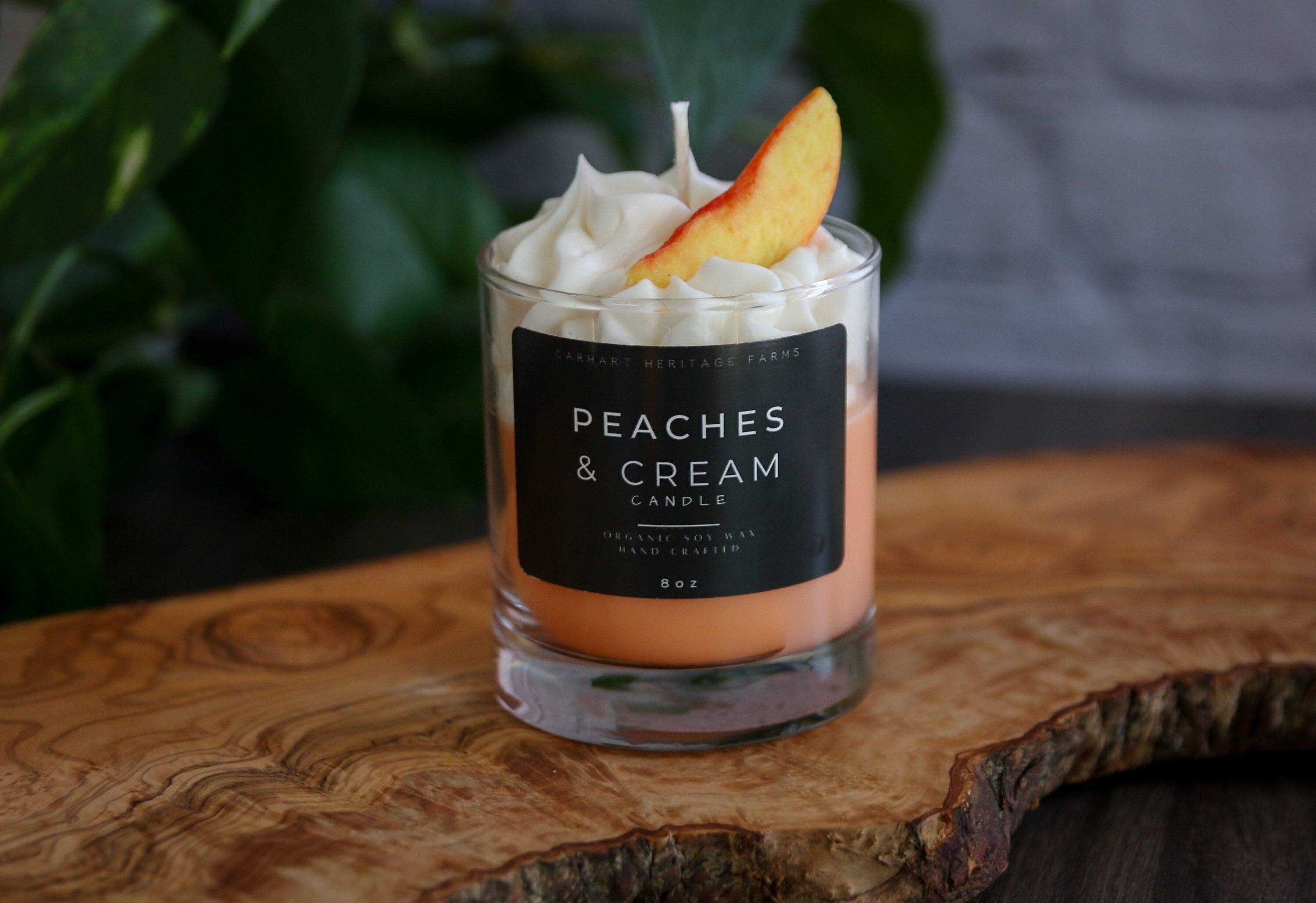 Peaches and Cream Candle Carhart Heritage Farms- Tilden Co.
