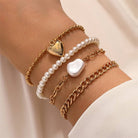 Heart Pearl Link Bracelet Stack JOSSLYN by wall to wall- Tilden Co.