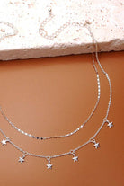 DELICATE DOUBLE LAYER STAR DROP NECKLACE | 47N19411 necklace JOSSLYN by wall to wall- Tilden Co.