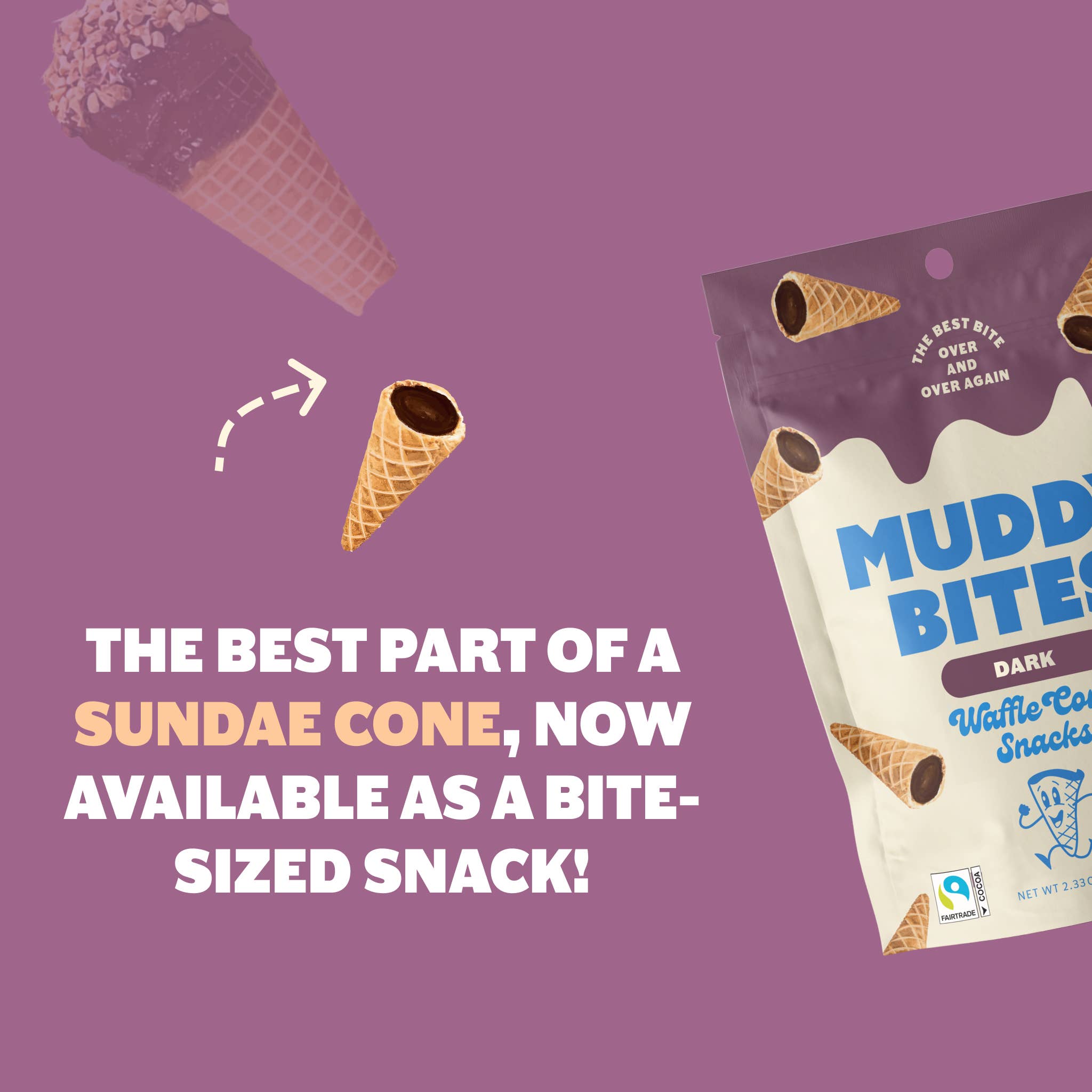 Dark Waffle Cones Snacks Muddy Bites- Tilden Co.