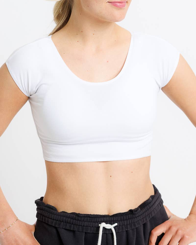 Demi Tee - Short Sleeve Cropped Basic Layering Tee Layering Top Downeast- Tilden Co.