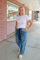 Pointelle Printed Top in Berry Bonbon T-Shirt Mikarose- Tilden Co.