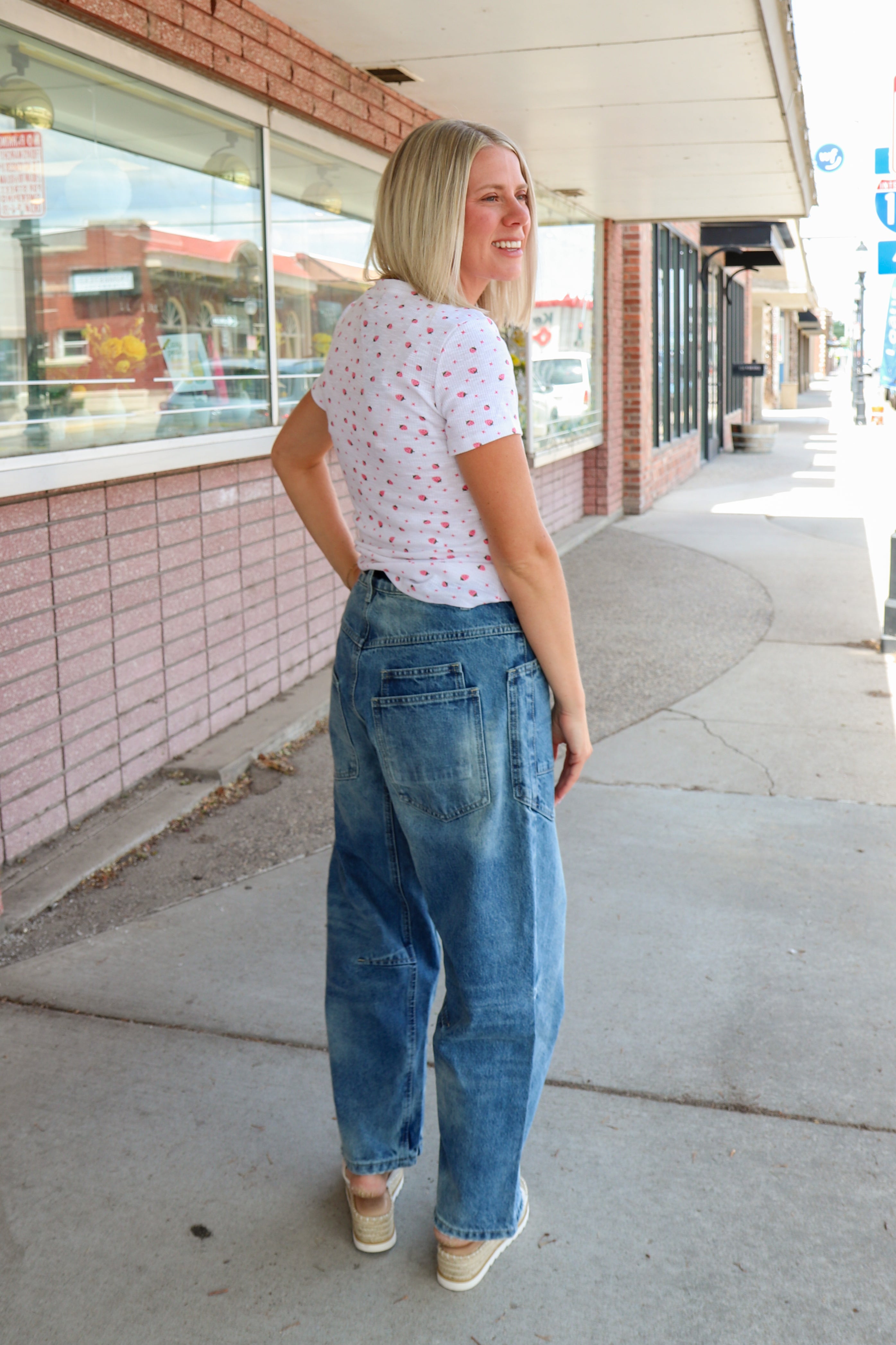 Pointelle Printed Top in Berry Bonbon T-Shirt Mikarose- Tilden Co.