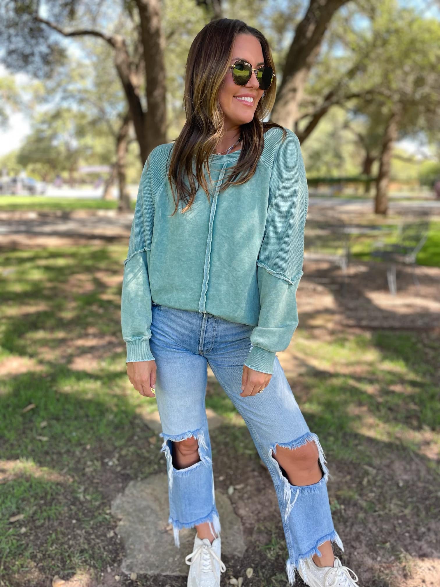 PREORDER: Best Selling Elliott Exposed Seam Sweatshirt in Five Colors Womens Ave Shops- Tilden Co.