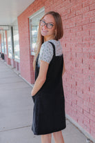 Montana Overall Dress in Black Wash Knee Length Dress Mikarose- Tilden Co.