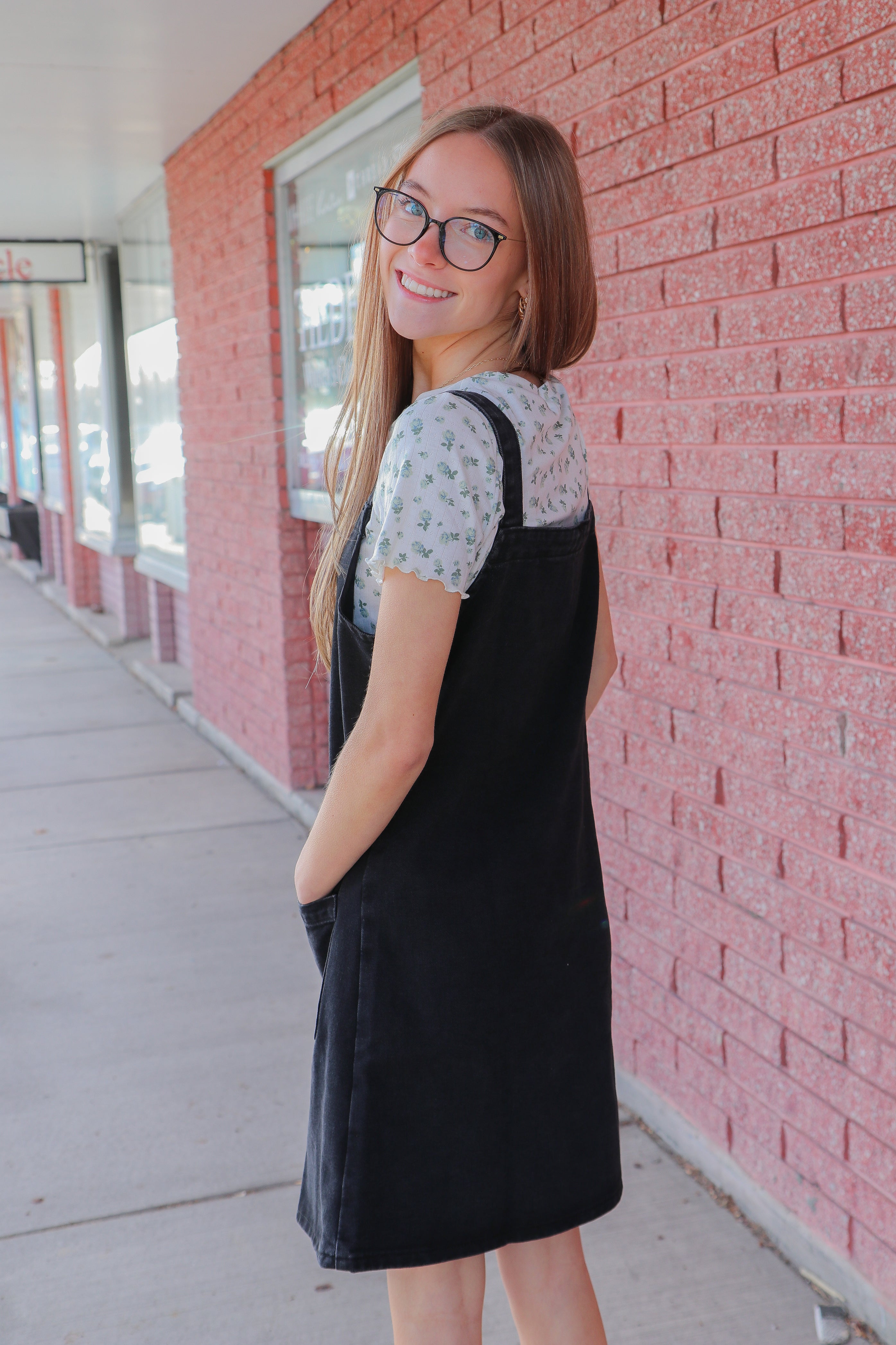 Montana Overall Dress in Black Wash Knee Length Dress Mikarose- Tilden Co.