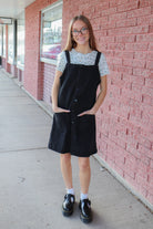 Montana Overall Dress in Black Wash Knee Length Dress Mikarose- Tilden Co.