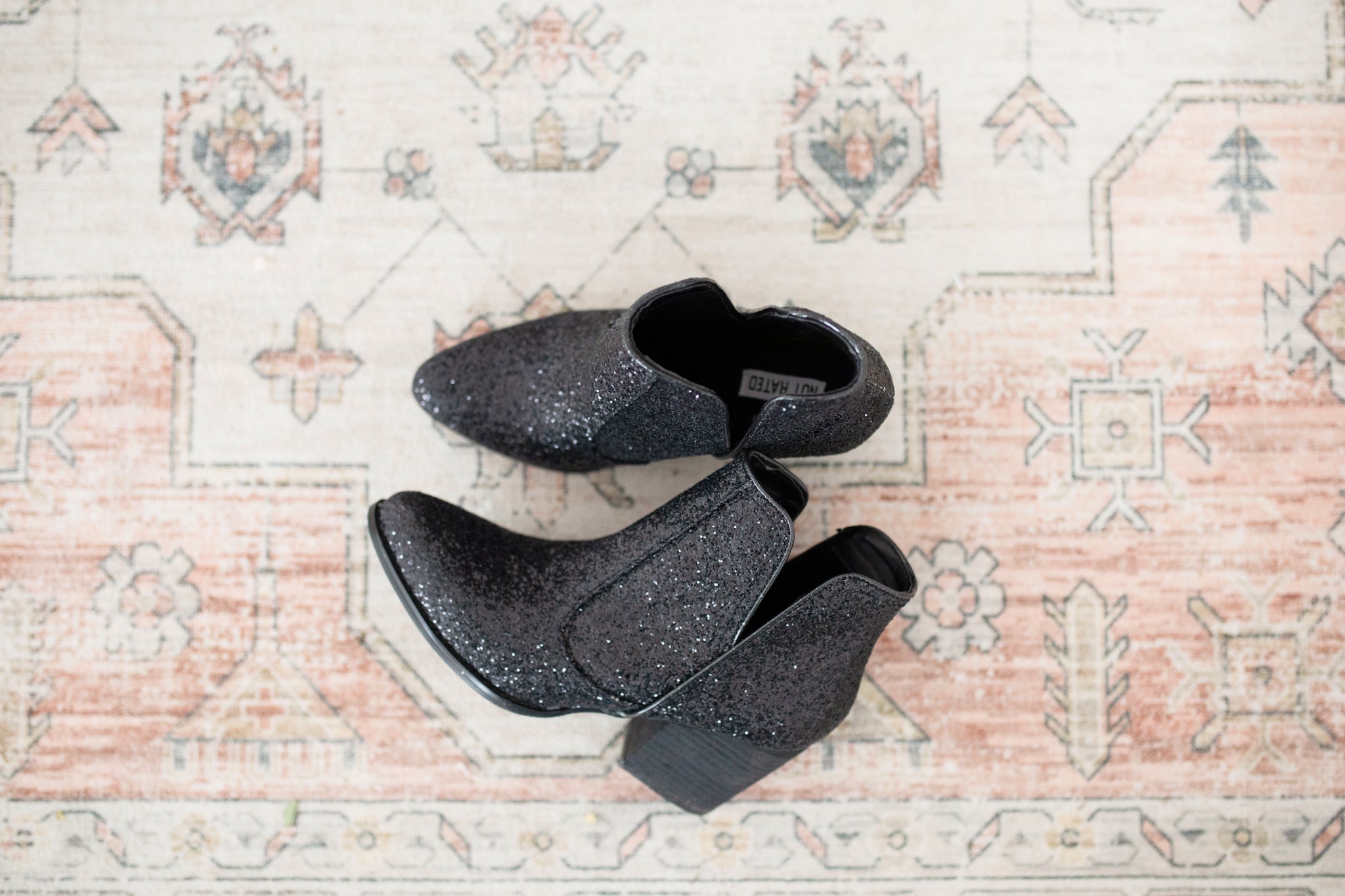 Fiera Glitter Booties in Black 110 Fashion Boots Naughty Monkey- Tilden Co.