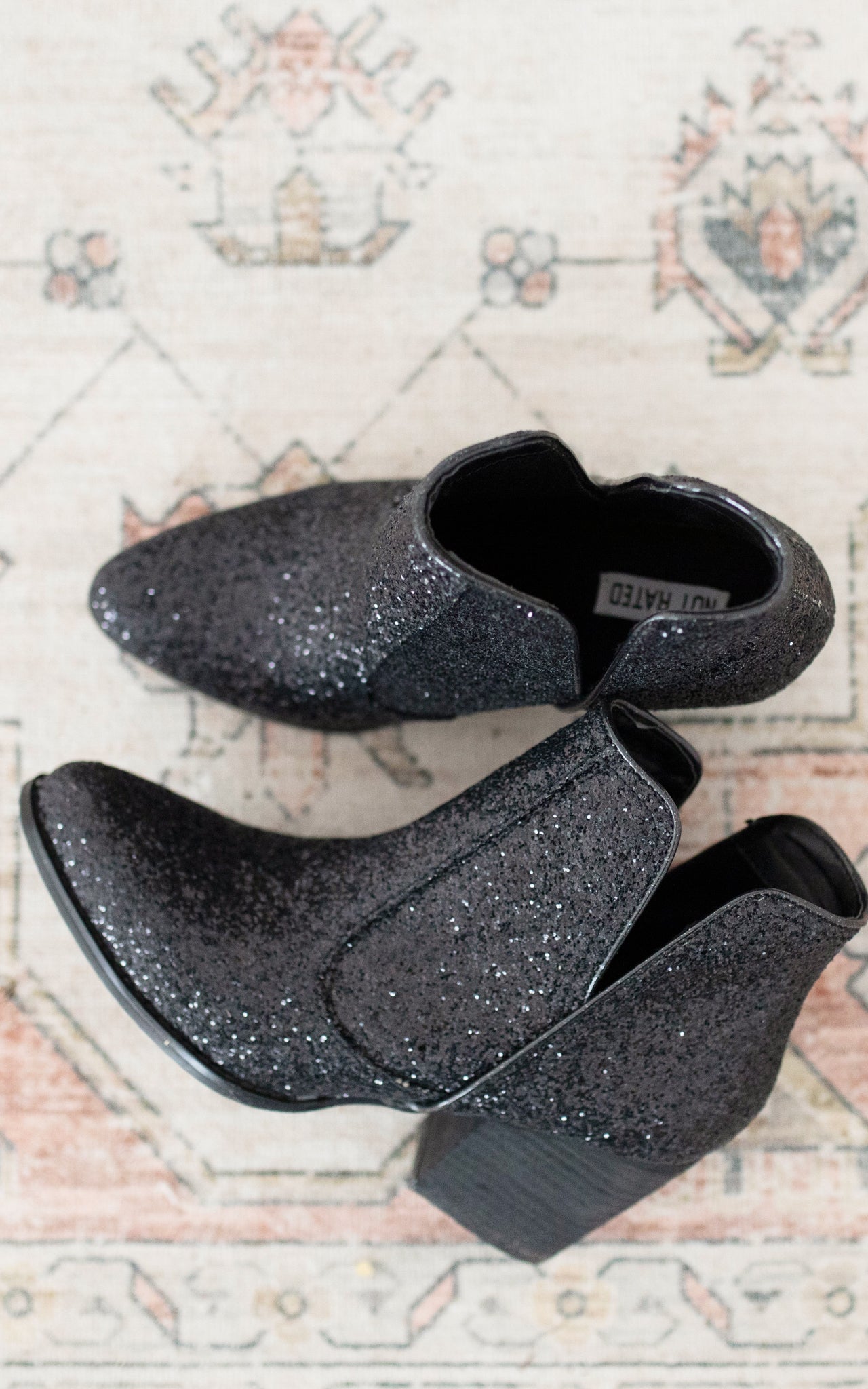 Fiera Glitter Booties in Black 110 Fashion Boots Naughty Monkey- Tilden Co.