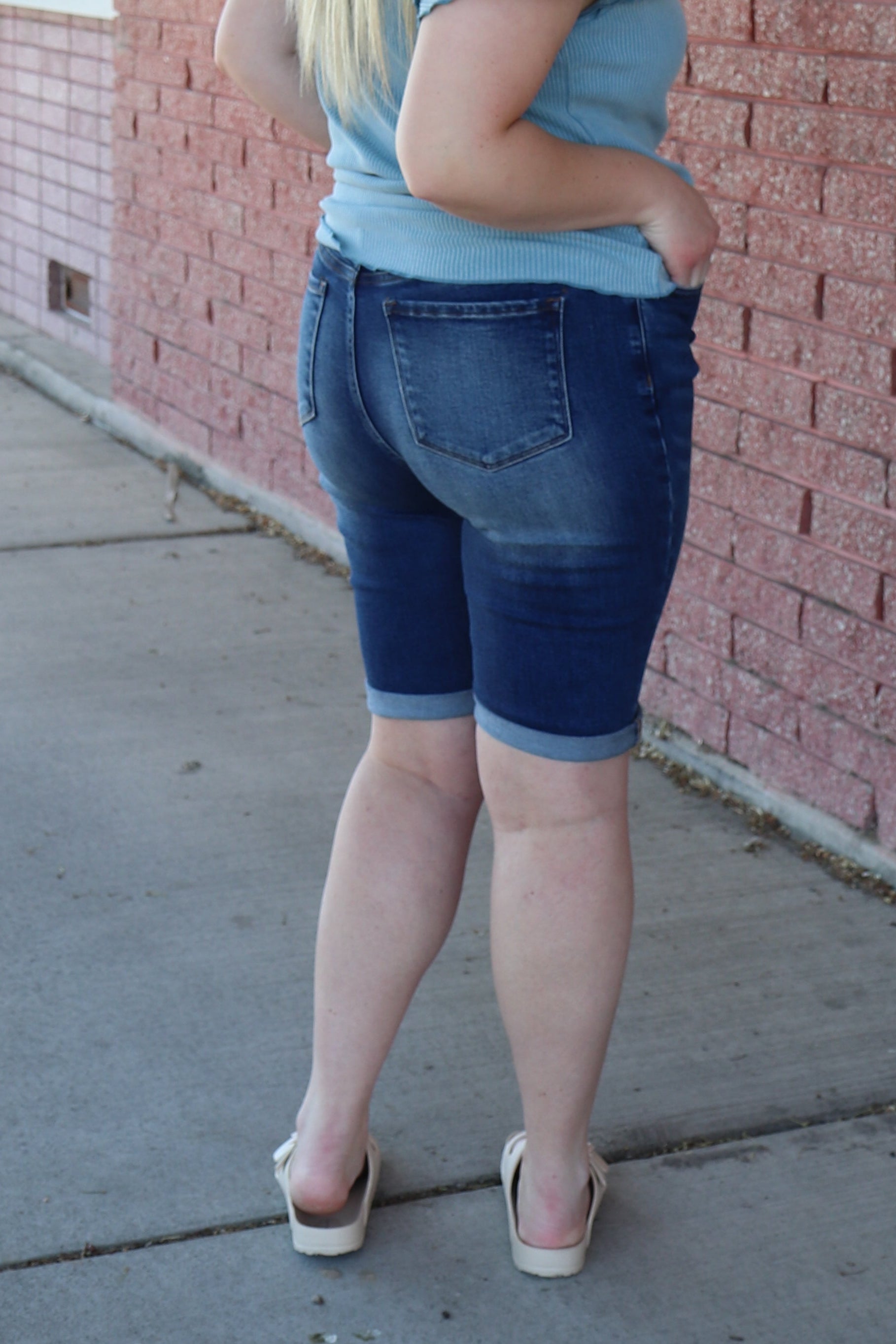 Signature Stretch Bermuda Shorts jeans Tea n Rose- Tilden Co.