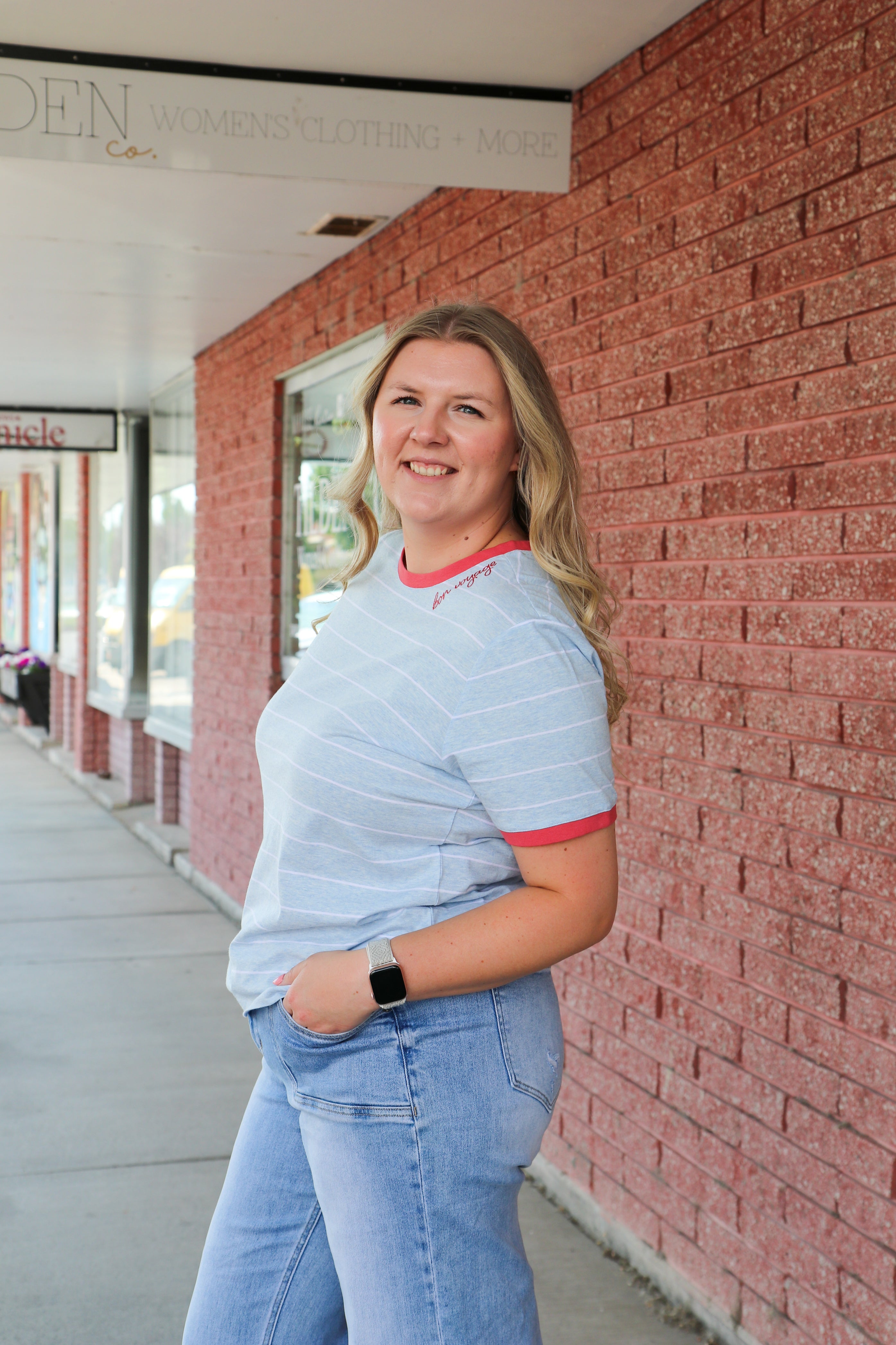 Bon Voyage Embroidered Short Sleeve Tee Shirts & Tops Downeast- Tilden Co.