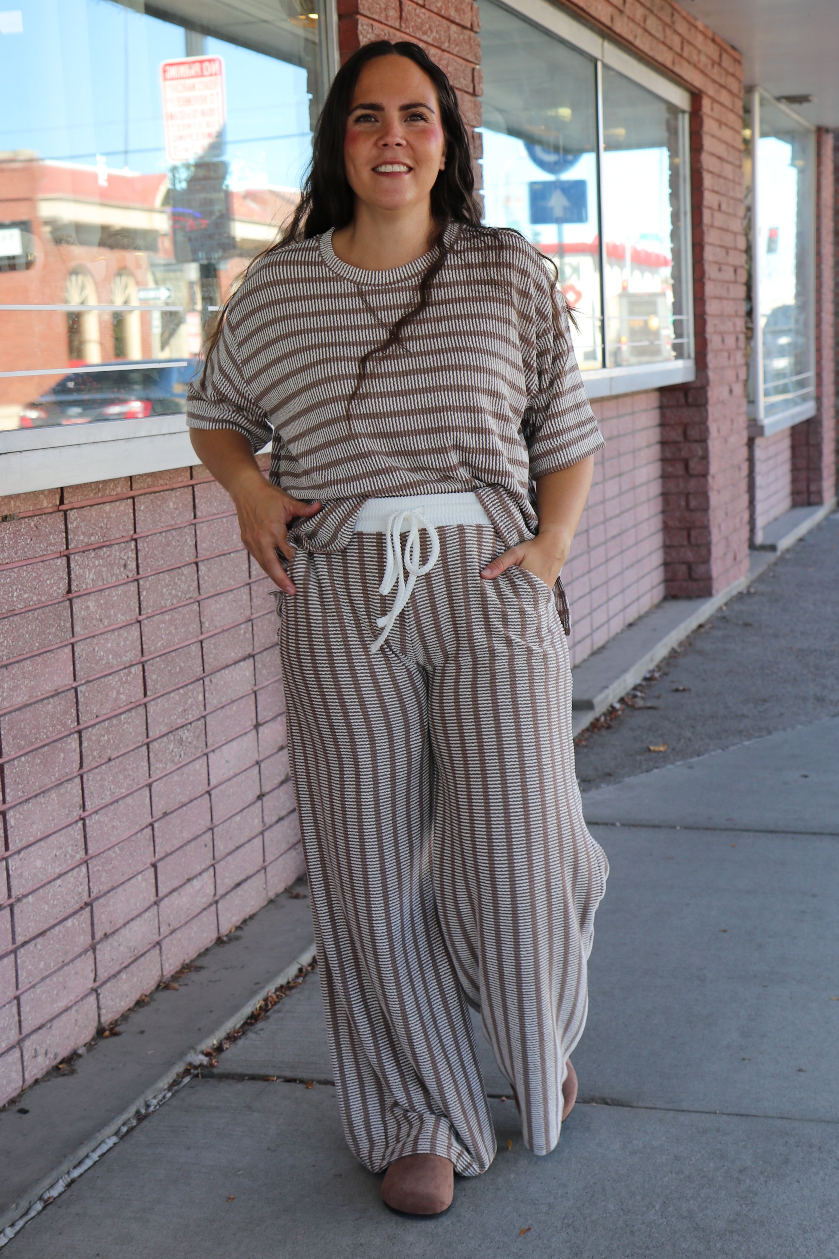 Everyday Stripe Ribbed Pants Casual Pants Zenana- Tilden Co.