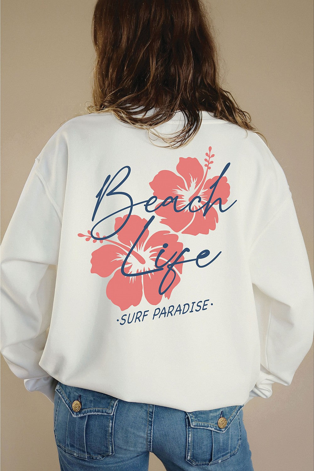 Beach Life Graphic Brushed Sweatshirt    Shirts & Tops Rustee Clothing- Tilden Co.