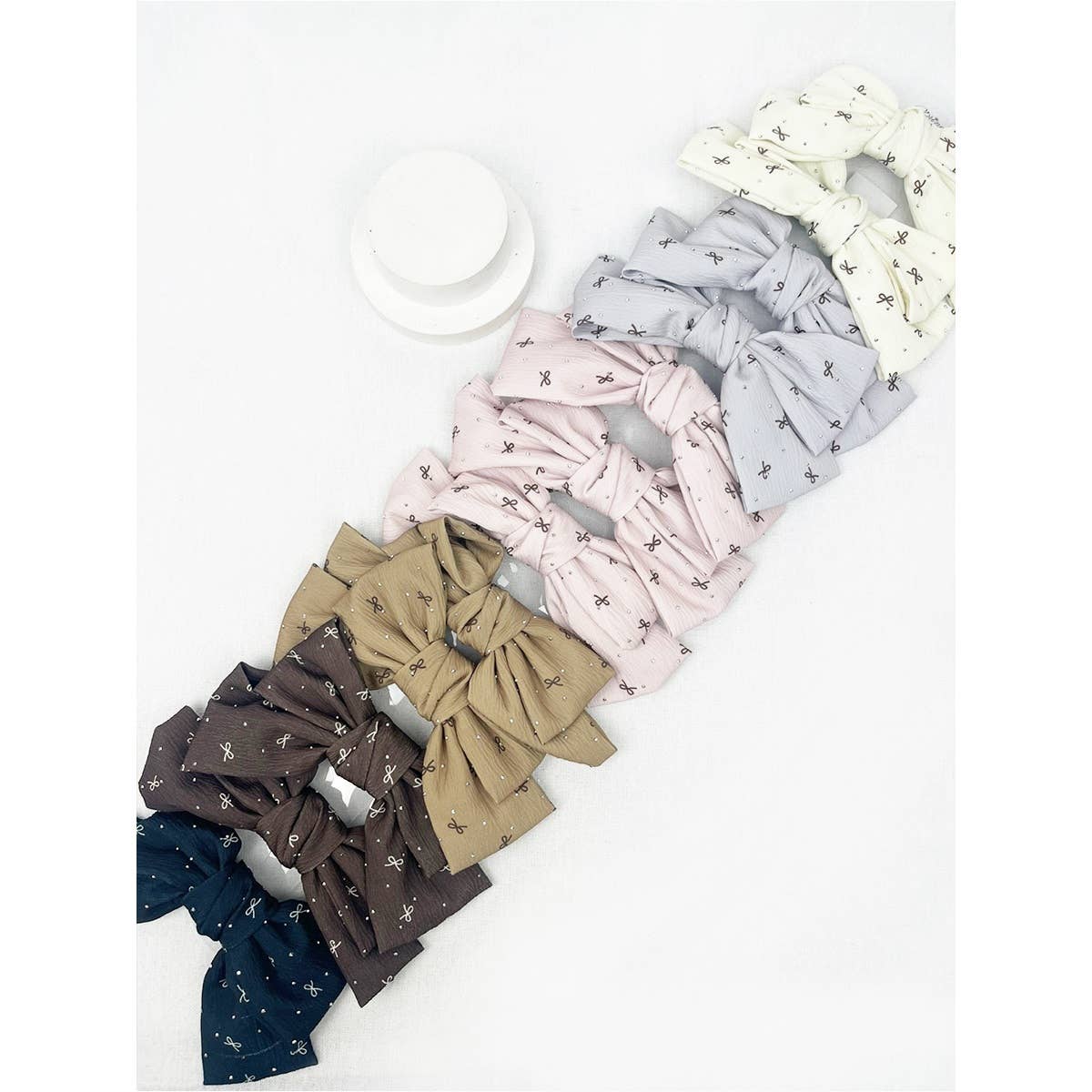 Bow Print Double Layered Bow Clips Love and Repeat- Tilden Co.