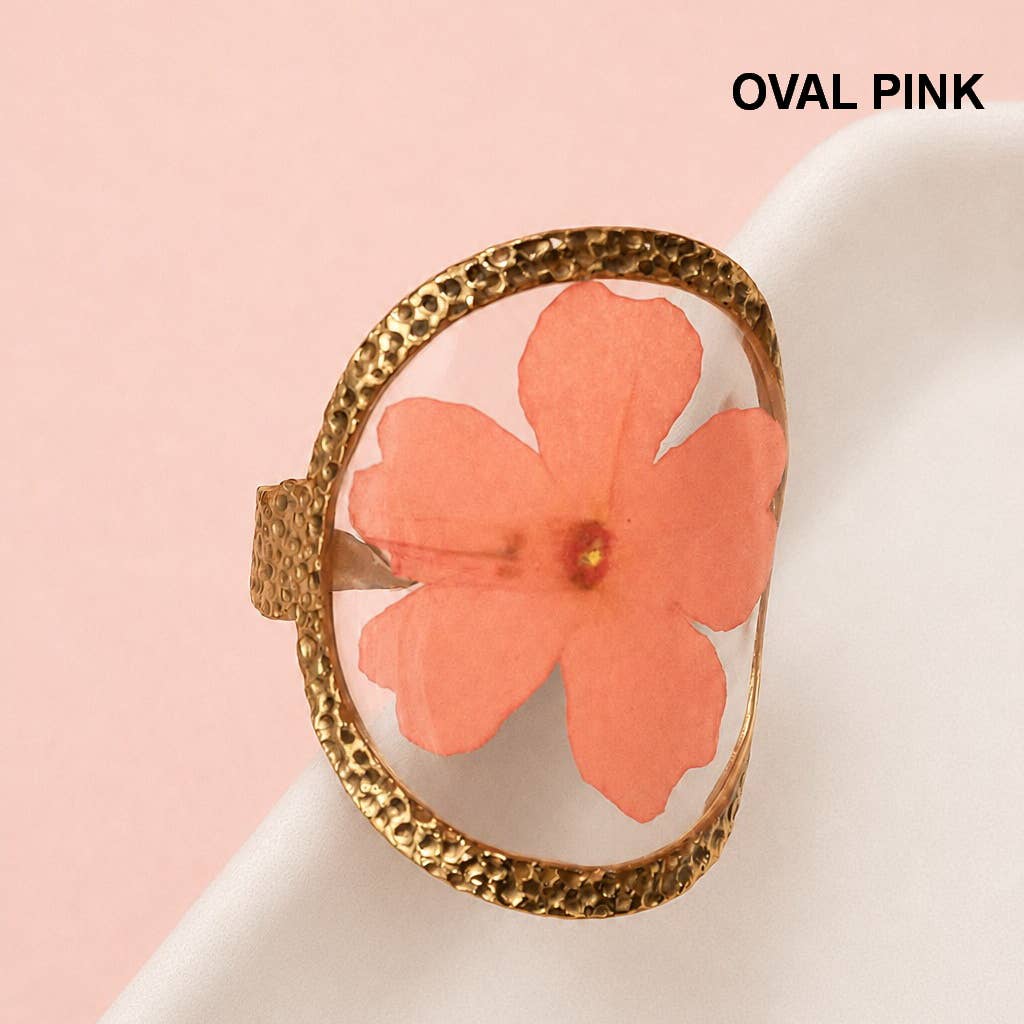 18K Stainless Steel Pressed Flower Ring | 40R104 JOSSLYN by wall to wall- Tilden Co.