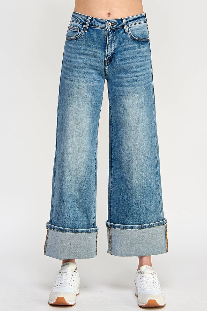 Mid Rise Cuffed Jeans Jeans SAIGE DENIM- Tilden Co.