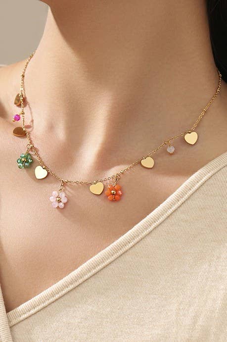 18K Stainless Steel Seedbead Necklace JOSSLYN by wall to wall- Tilden Co.