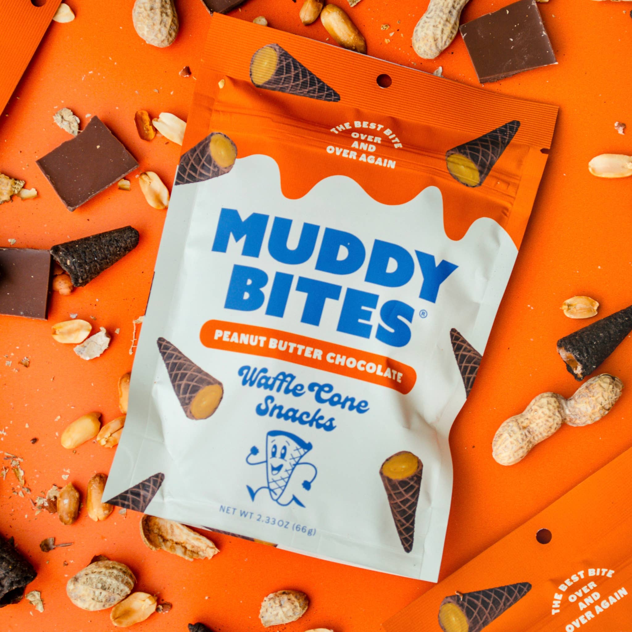 Peanut Butter Chocolate Waffle Cone Snacks Muddy Bites- Tilden Co.