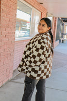 Checkered Jacket in Brown    Shacket Mikarose- Tilden Co.