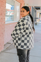 Checkered Jacket in Charcoal    Shacket Mikarose- Tilden Co.