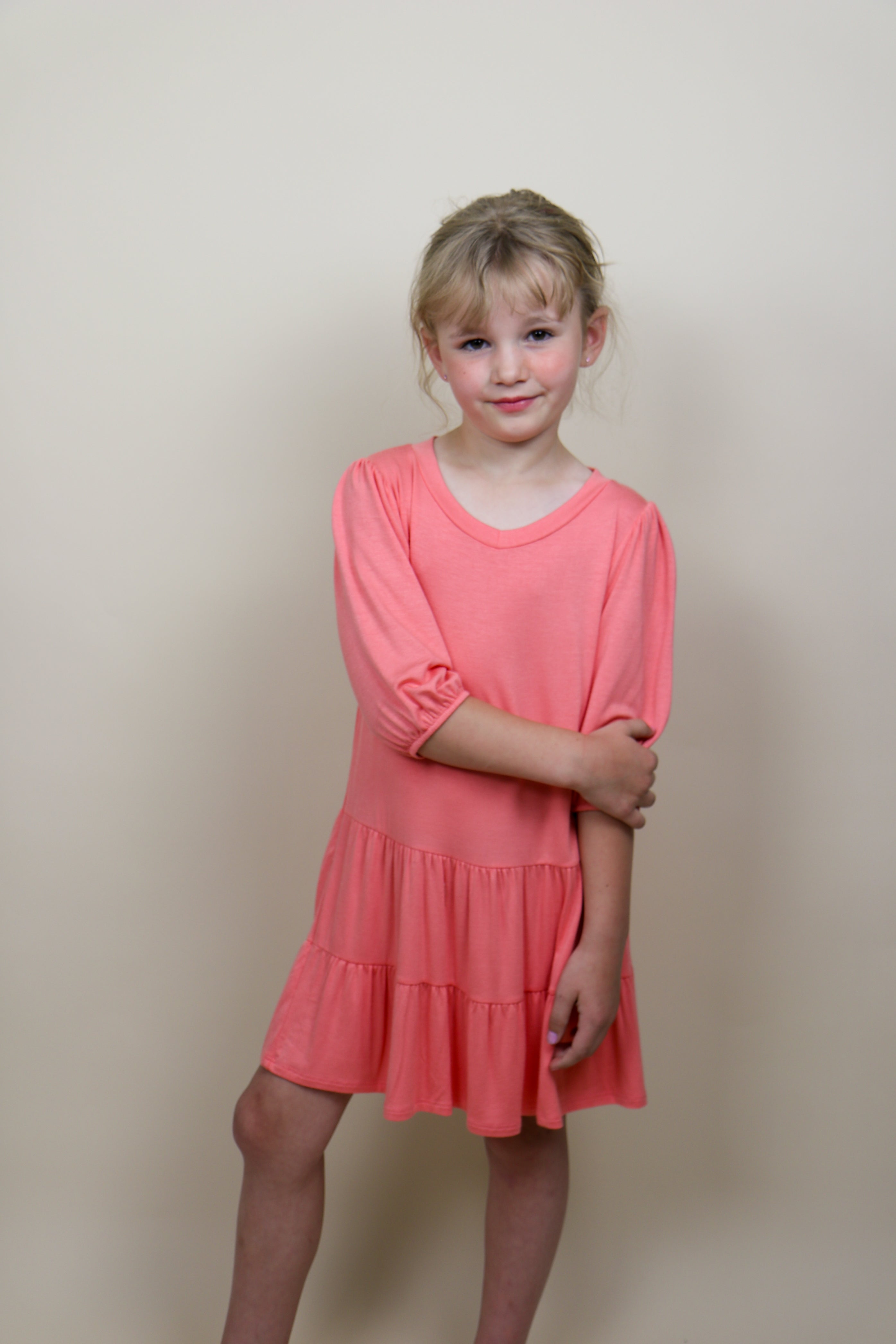 Kids Solid Tier Dress Girl's Dress Chris and Carol- Tilden Co.