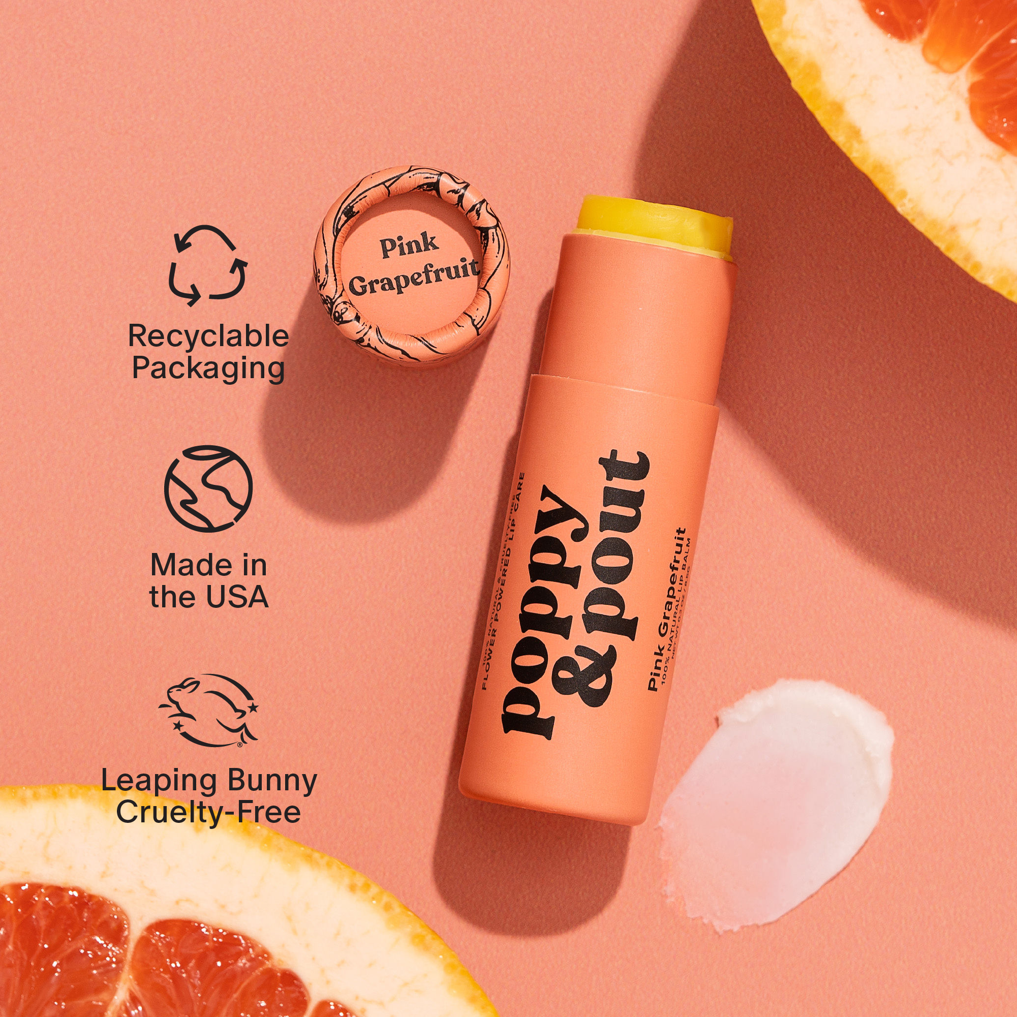 Lip Balm, Pink Grapefruit Poppy & Pout- Tilden Co.