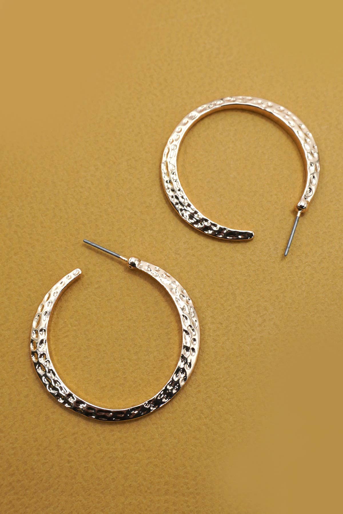 Hammered Gold Hoop Earrings | 31E50216 Gold Gold JOSSLYN by wall to wall- Tilden Co.