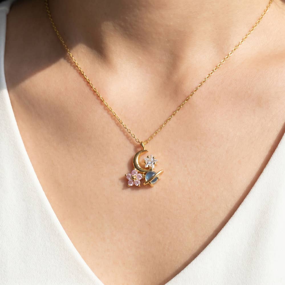Celestial Cluster Pendant Necklace Necklace Fame Accessories- Tilden Co.