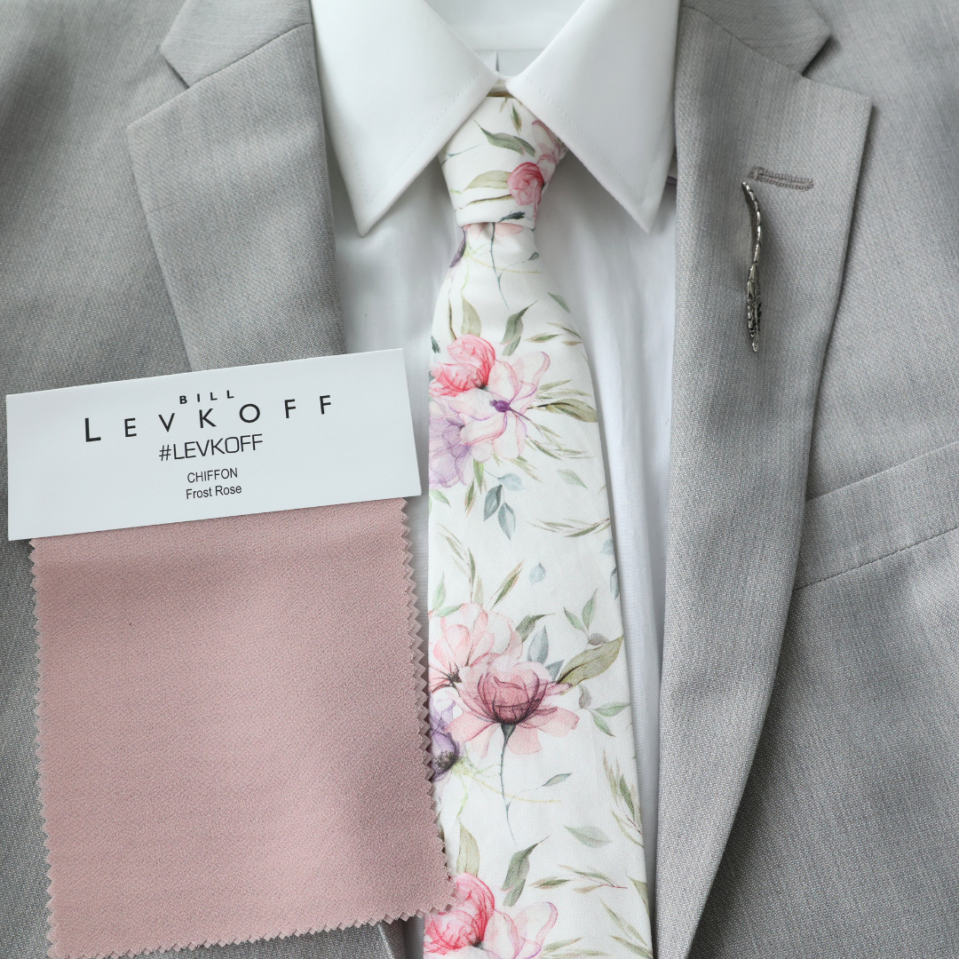 Keira Dusty Rose Floral Tie & Pocket Square Set    necktie Tie Mood- Tilden Co.