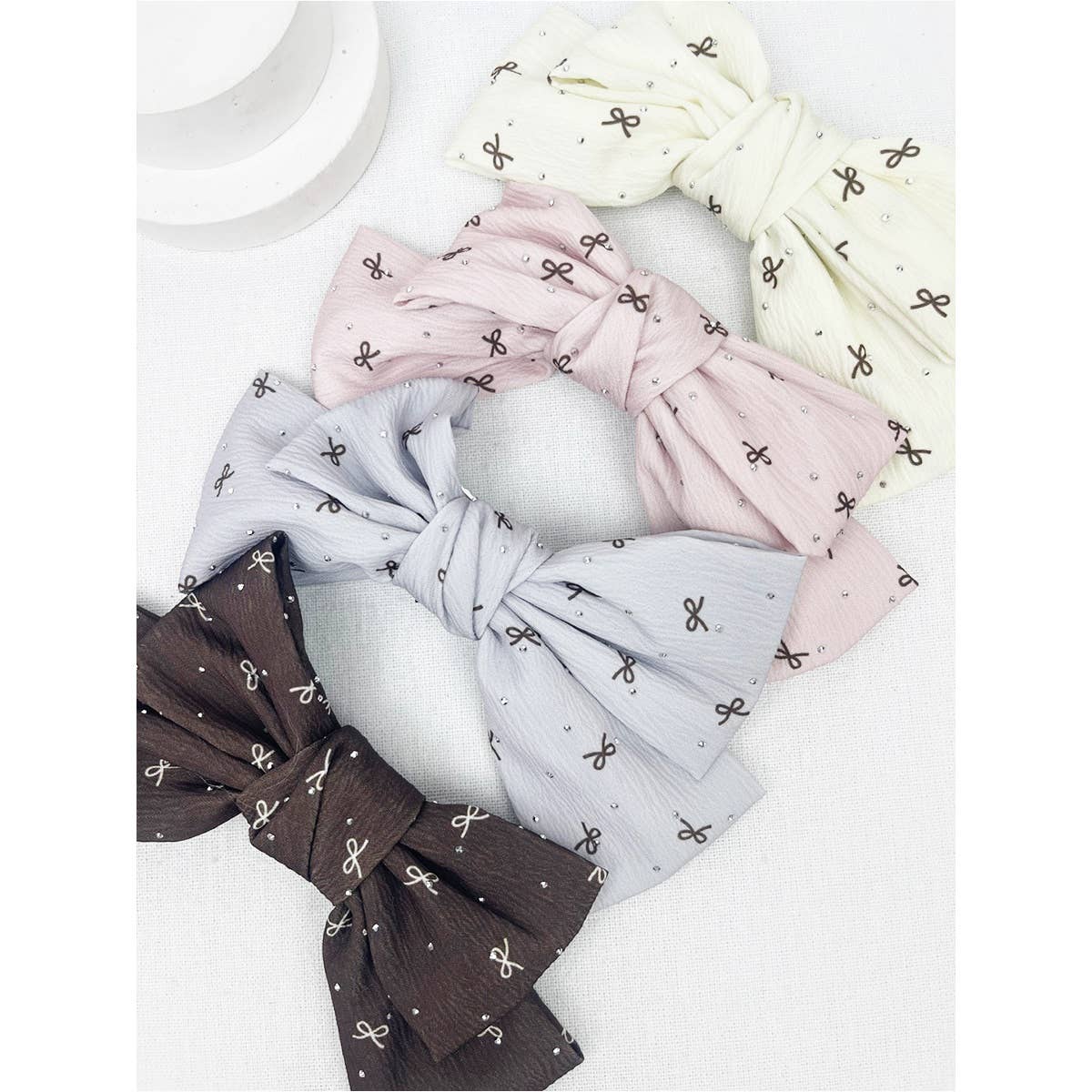 Bow Print Double Layered Bow Clips Love and Repeat- Tilden Co.