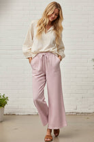 Striped Cotton Wide Leg Pants Casual Pants Sewn and Seen- Tilden Co.