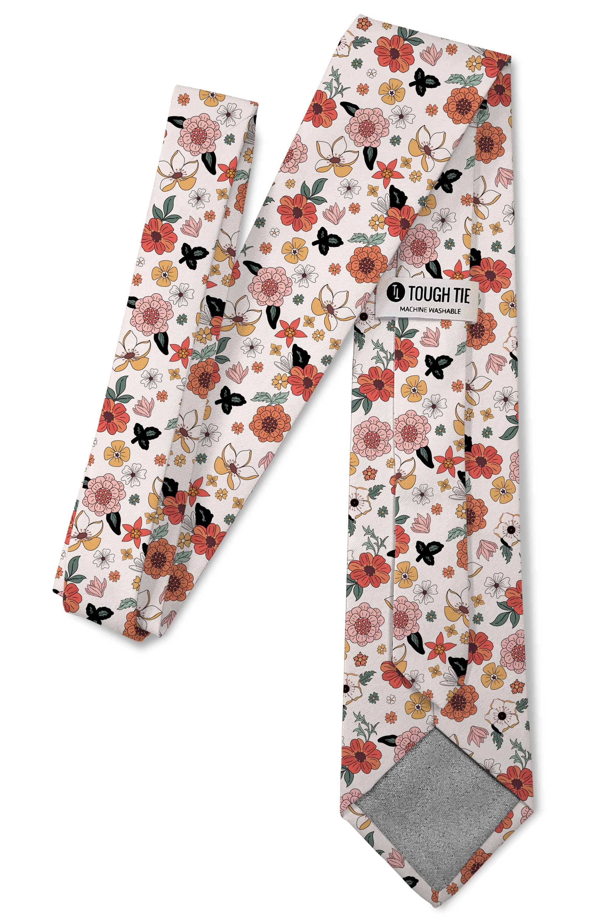 Alice - Vintage White Floral Tie necktie Tough Apparel- Tilden Co.