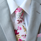 Camila Pink Floral Skinny Tie    necktie Tie Mood- Tilden Co.