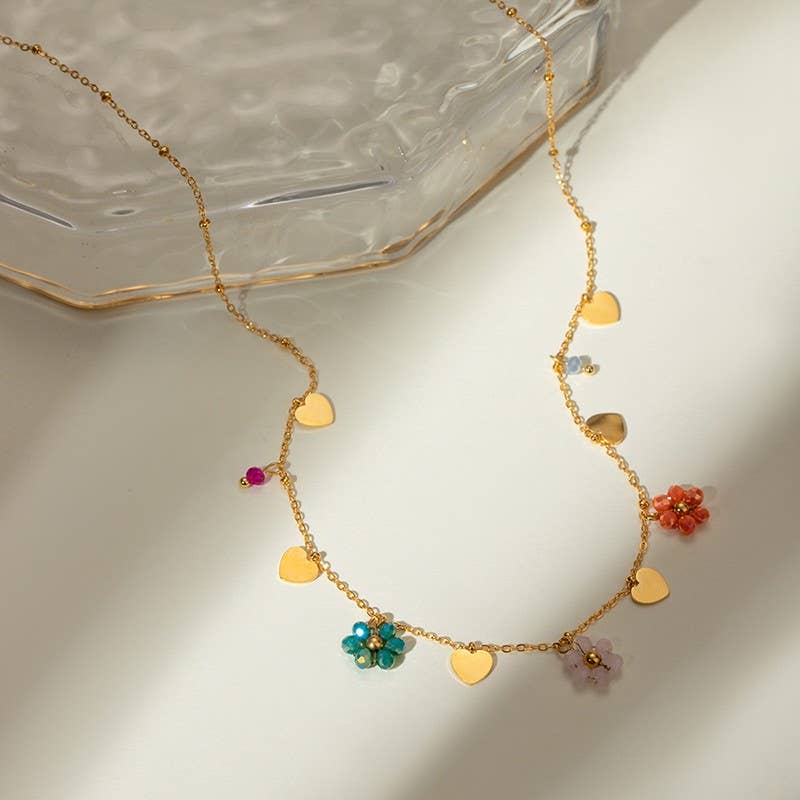 18K Stainless Steel Seedbead Necklace JOSSLYN by wall to wall- Tilden Co.