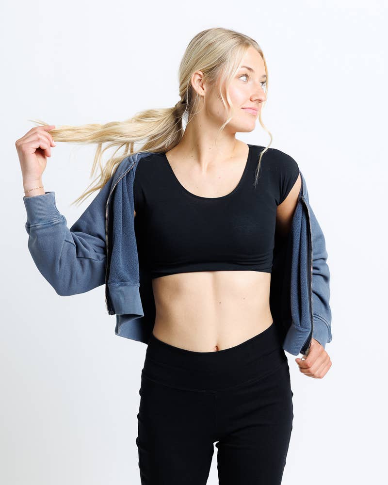 Demi Tee - Short Sleeve Cropped Basic Layering Tee Layering Top Downeast- Tilden Co.