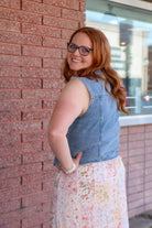 Denim Vest in Medium Wash vest Mikarose- Tilden Co.