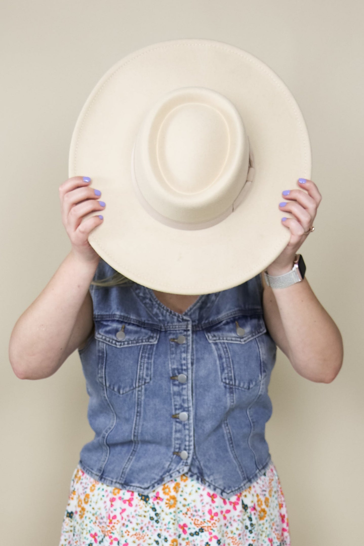 Vegan Felt Wide Brim Boater Bolero Hat Hats Love and Thyme- Tilden Co.