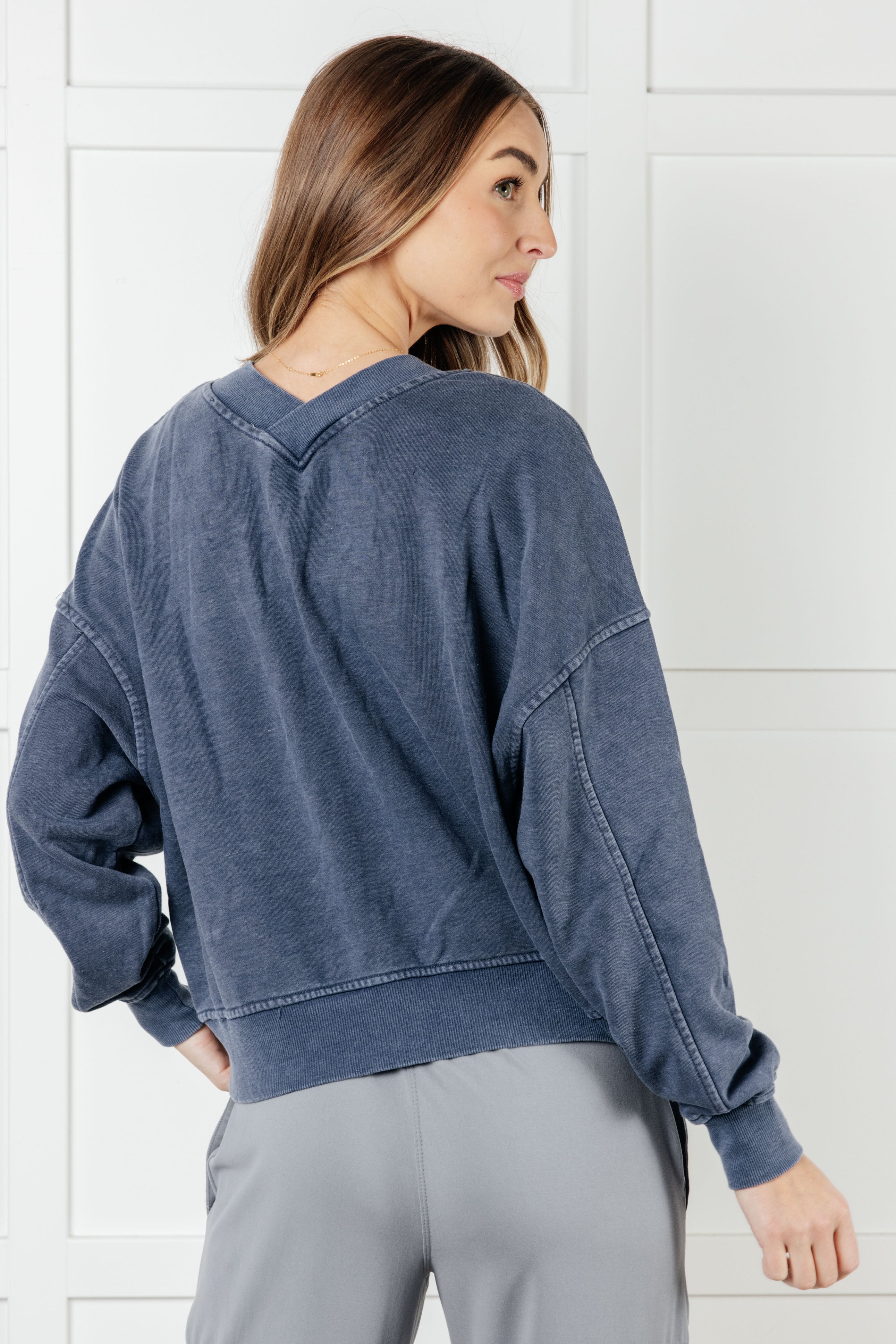 Rep Ready Mineral Wash French Terry Pullover in Blue Athleisure Ave Shops- Tilden Co.