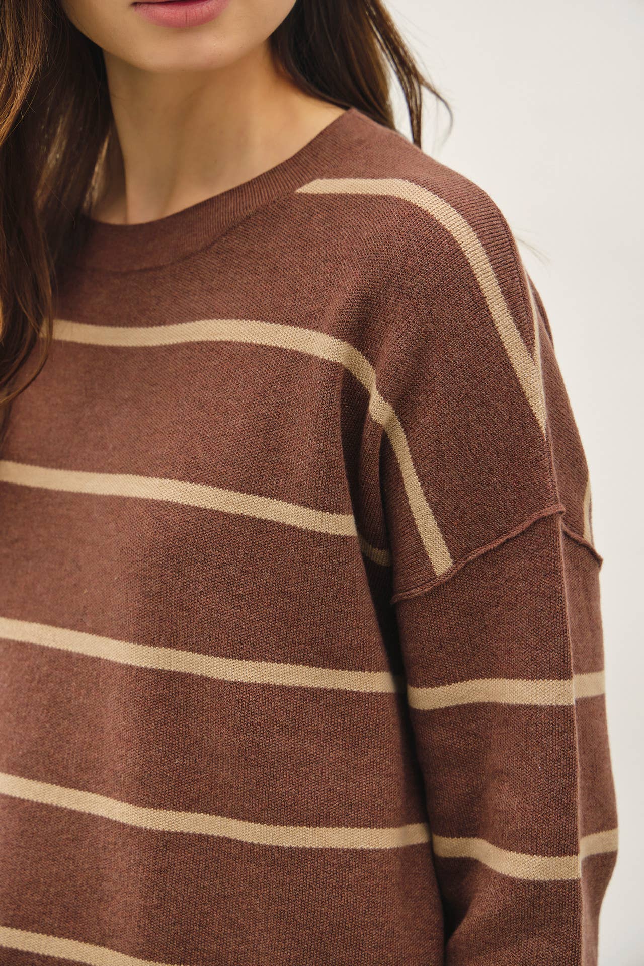Stripe Crewneck Boxy Sweater Be Cool- Tilden Co.