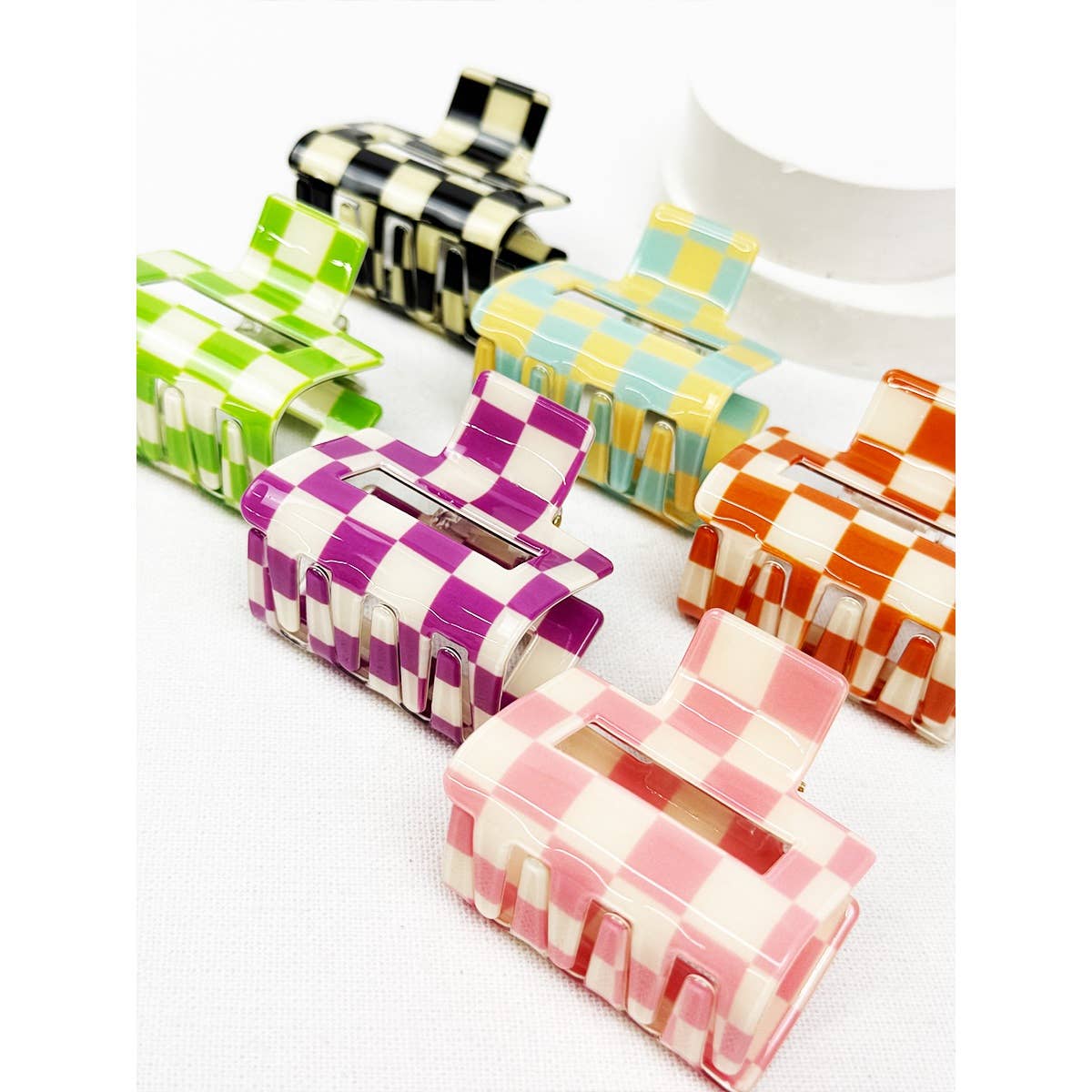 Colorful Checkered Medium Size Hair Claw Love and Repeat- Tilden Co.