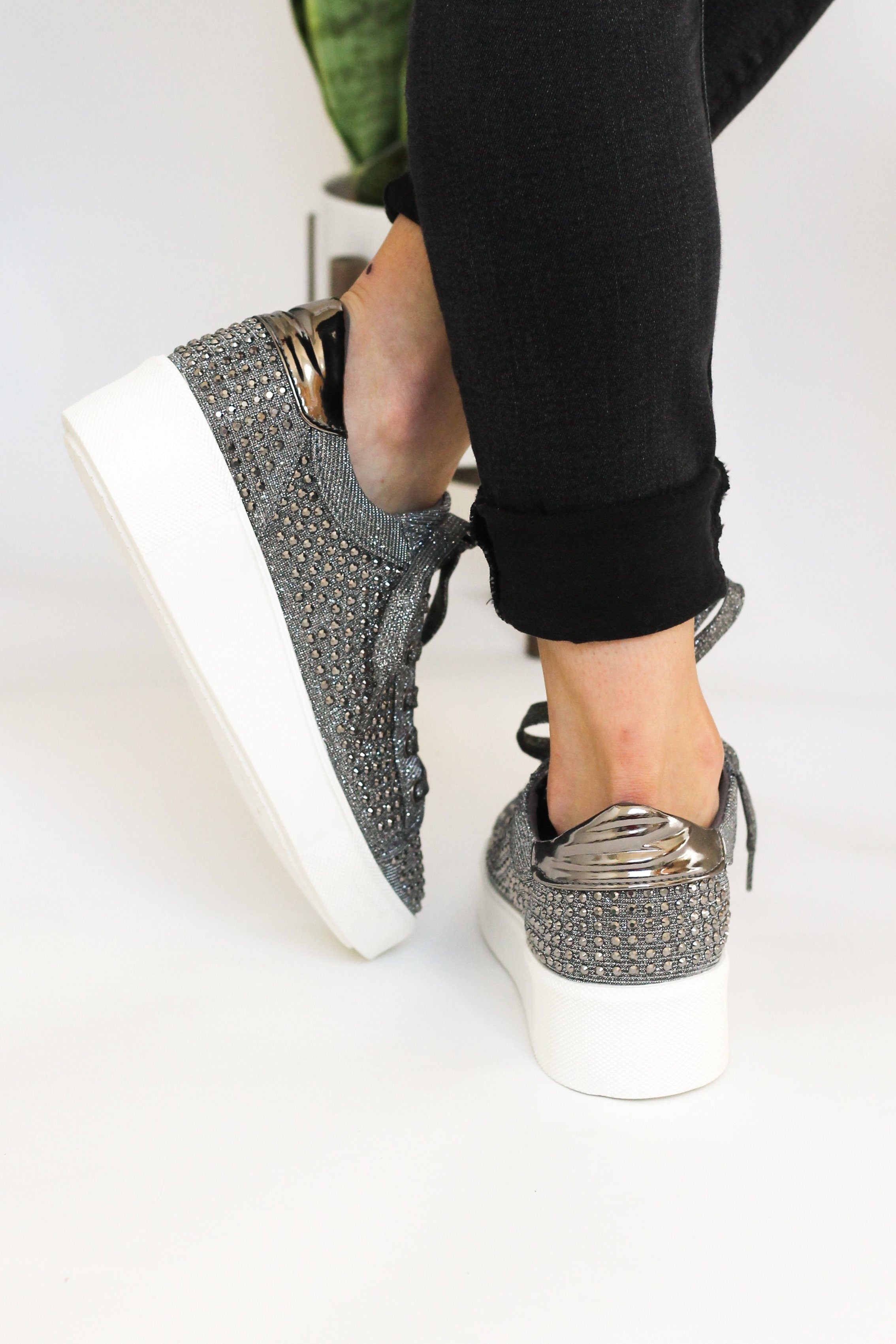 Diva Sneaker in Pewter 120 Sneakers Naughty Monkey- Tilden Co.