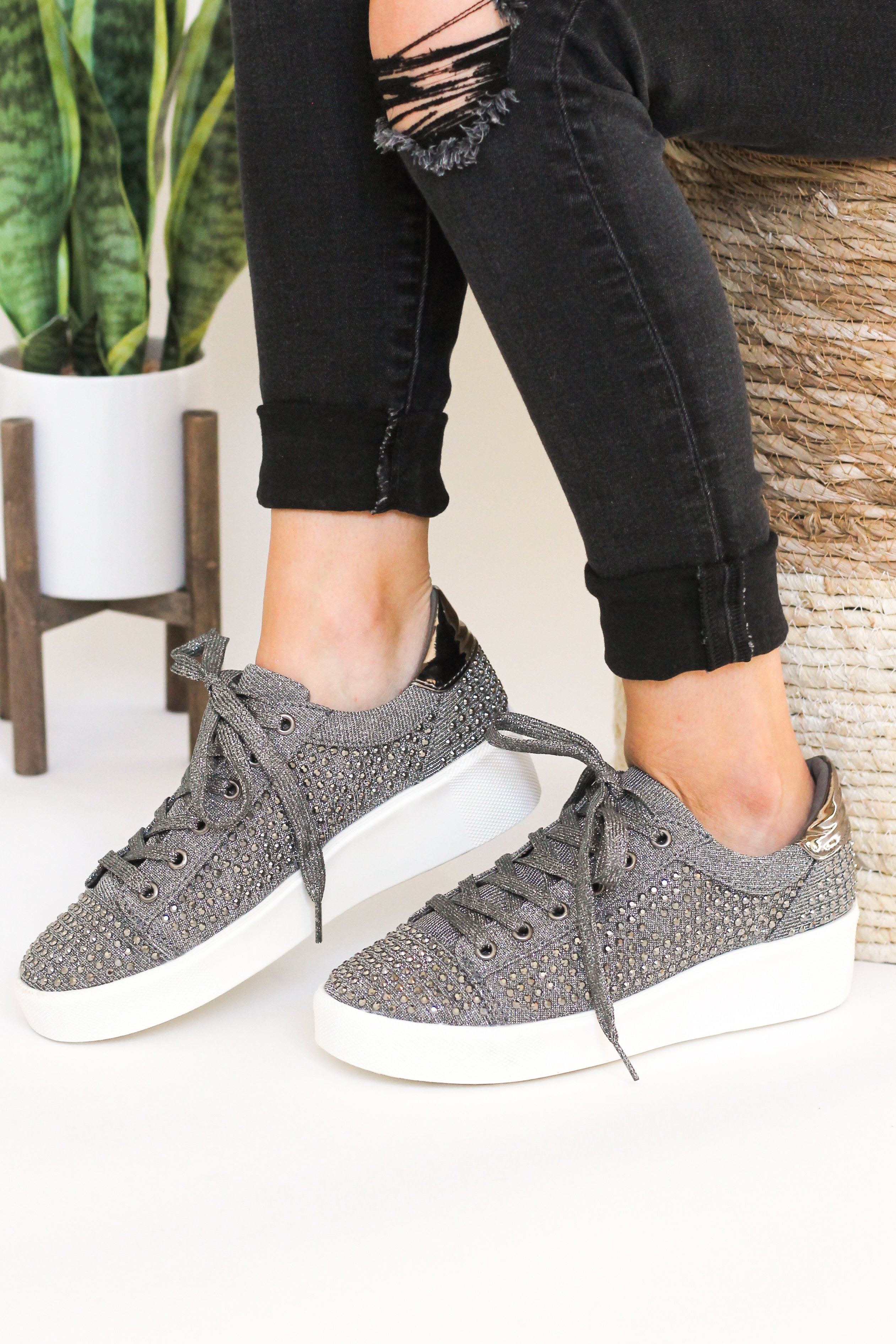 Diva Sneaker in Pewter 120 Sneakers Naughty Monkey- Tilden Co.
