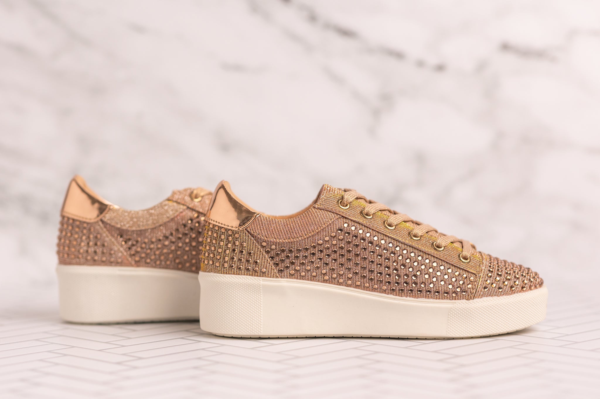 Diva Sneaker in Rose Gold 120 Sneakers Naughty Monkey- Tilden Co.